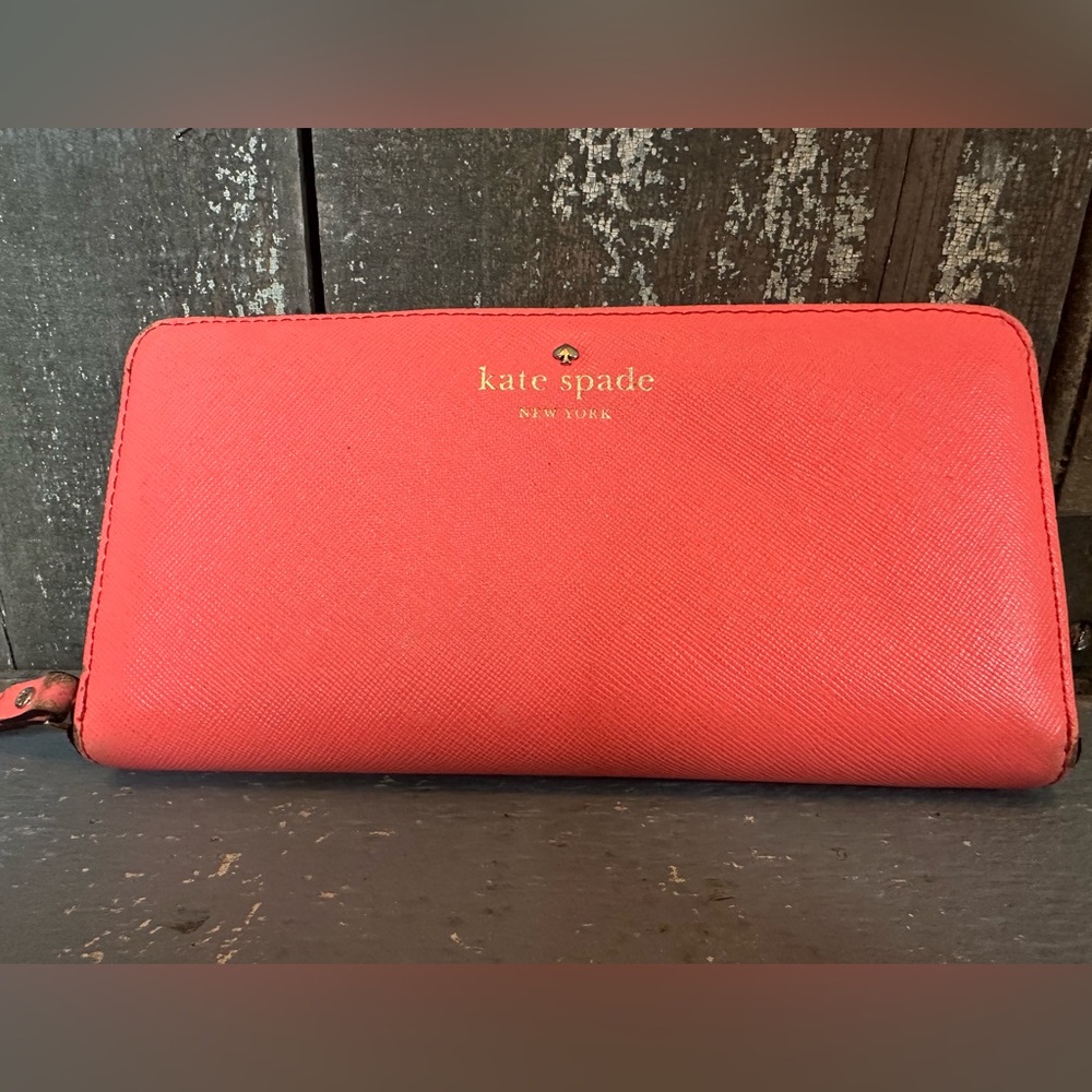 Kate Spade Leila Large Continental Zip Around Wallet in Pomegranate Pink